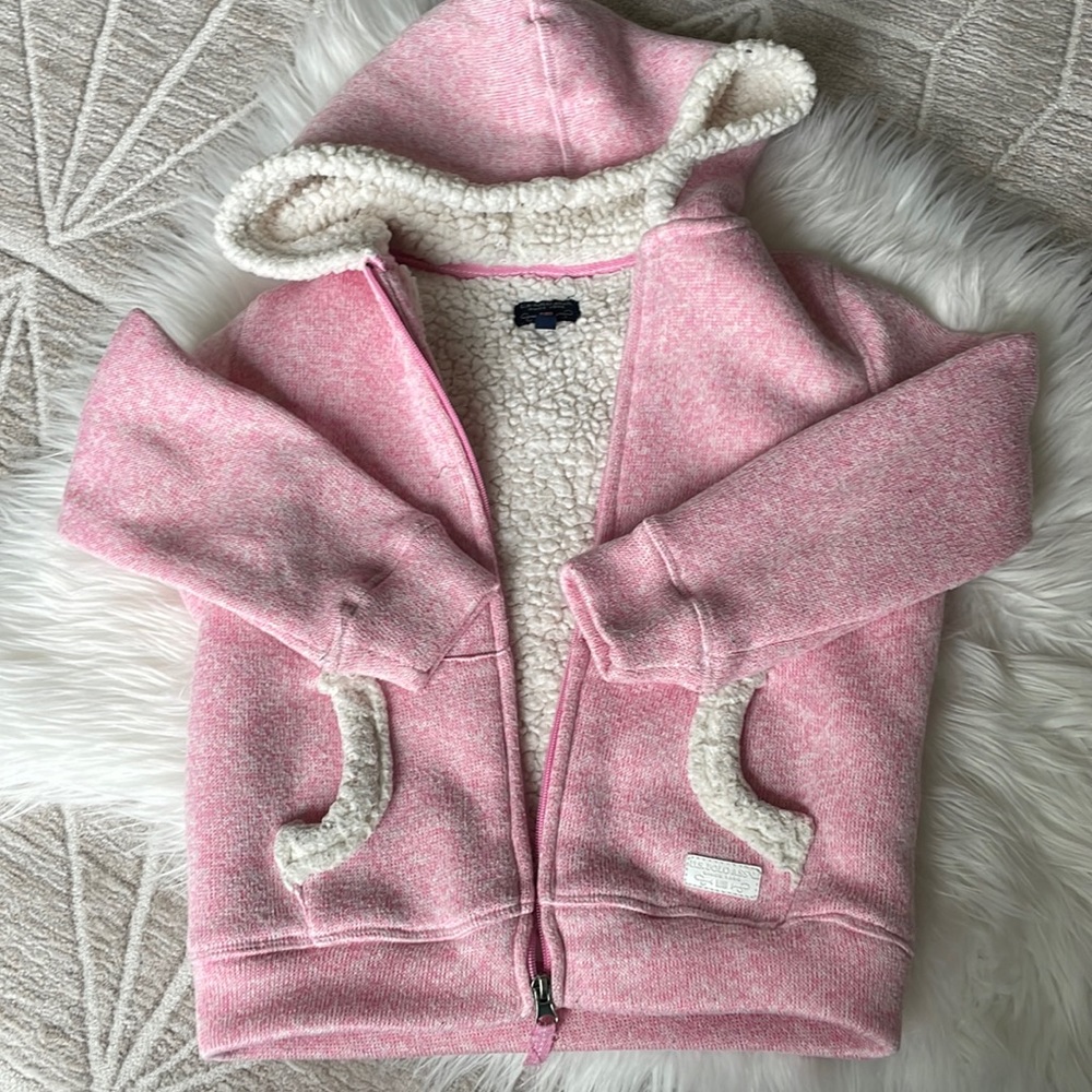 Faux Fur Lined Fleece Zip-up Sweater Jacket for Girls, size 7/8 US Polo Assn